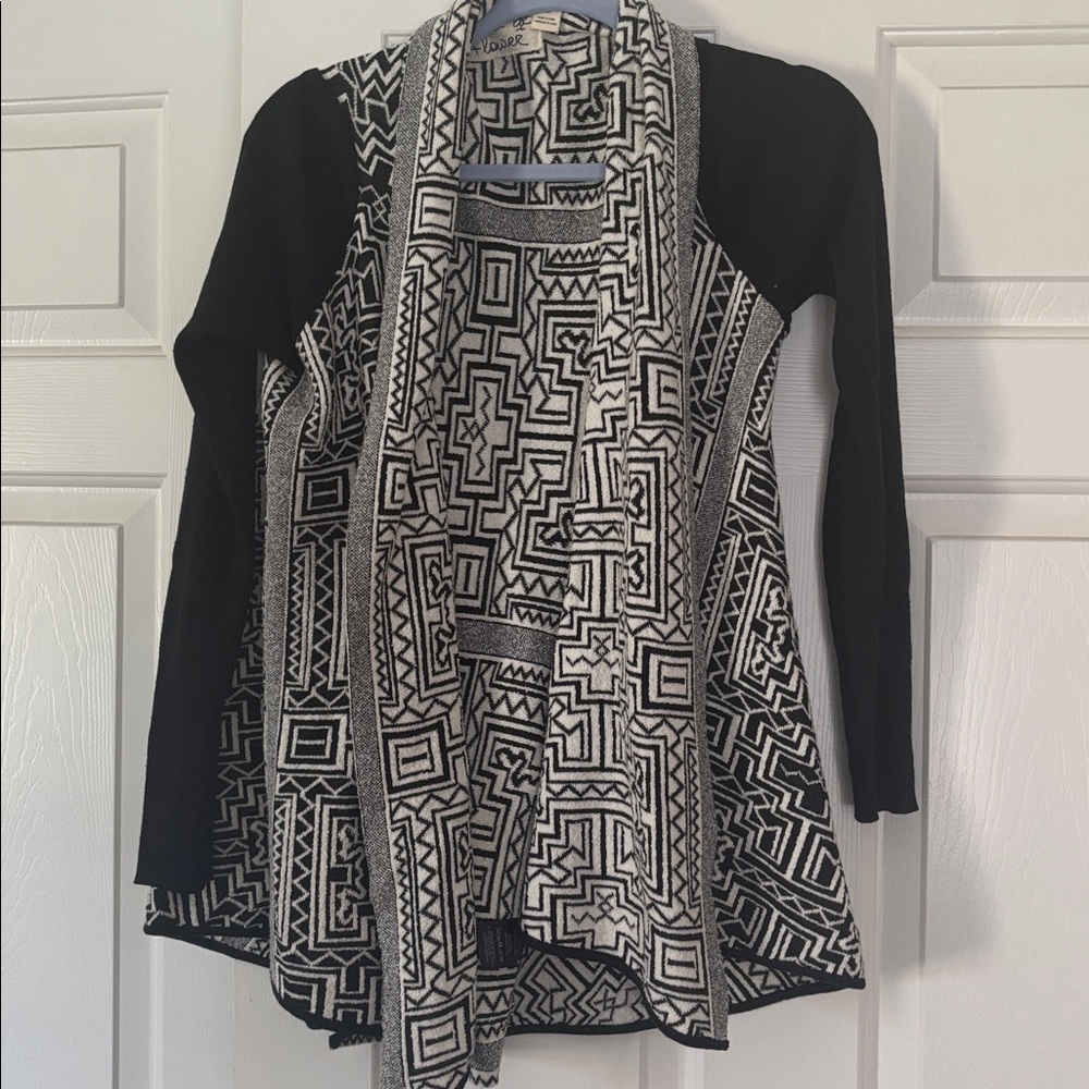 Geometric Black and White Cardigan
